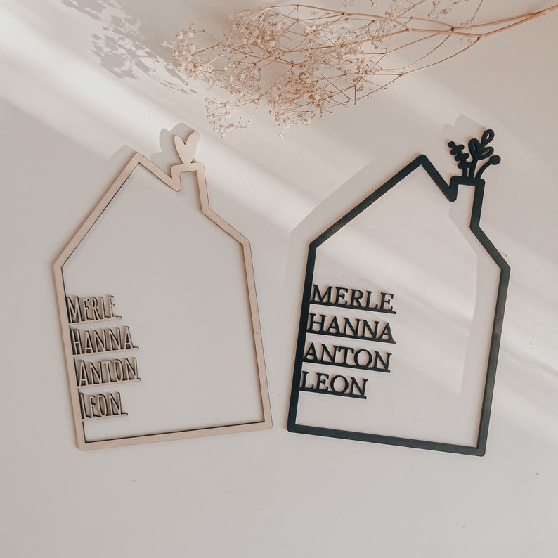 Haus mit Namen Holz Geschenk Hochzeit Personalisiertes Holzhaus Muttertagsgeschenk Familien Geschenk Einweihung Hochzeitsgeschenk Familie Bild 2