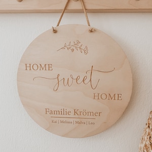 Geschenk zur Hochzeit, zum Einzug, Geburtstag oder Hausbau, Türschild für die Familie aus Holz mit Namen und Familienname personalisiert