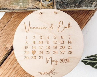 Hochzeitsgeschenk Holzschild | Erinnerung Hochzeit | Geschenk Brautpaar | Hochzeitstag | Valentinstag | Datum und Namen des Brautpaares