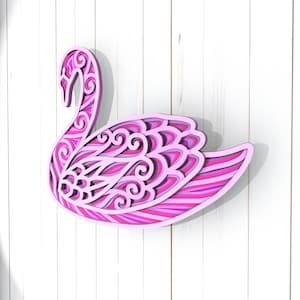 Swan 3D Mandala svg bestanden, Meerlaags paneel voor lasersnijden, SVG bestanden, Laser Cut. Gelaagde Mandala Cricut. Ontwerp 042