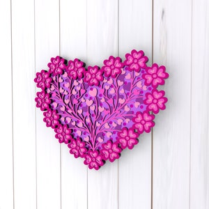 Flower Heart 3D Mandala svg files, Multilayer Panel for Laser Cutting, SVG files, Laser Cut. Layered Mandala Cricut. Design 045