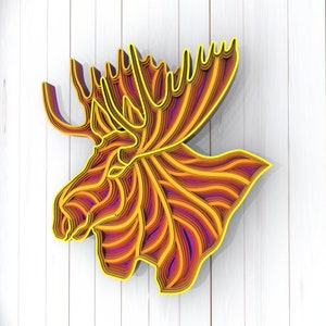 Elk 3D Mandala svg files, Multilayer Panel for Laser Cutting, SVG files, Laser Cut. Layered Mandala Cricut. Design 062