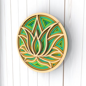 Lotus 3D Mandala svg files, Multilayer Panel for Laser Cutting, SVG files, Laser Cut. Layered Mandala Cricut. Design 035