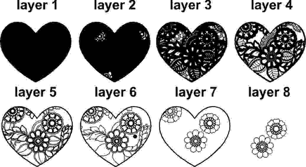 Heart Flower 3D Mandala Svg Files, Multilayer Panel for Laser Cutting ...