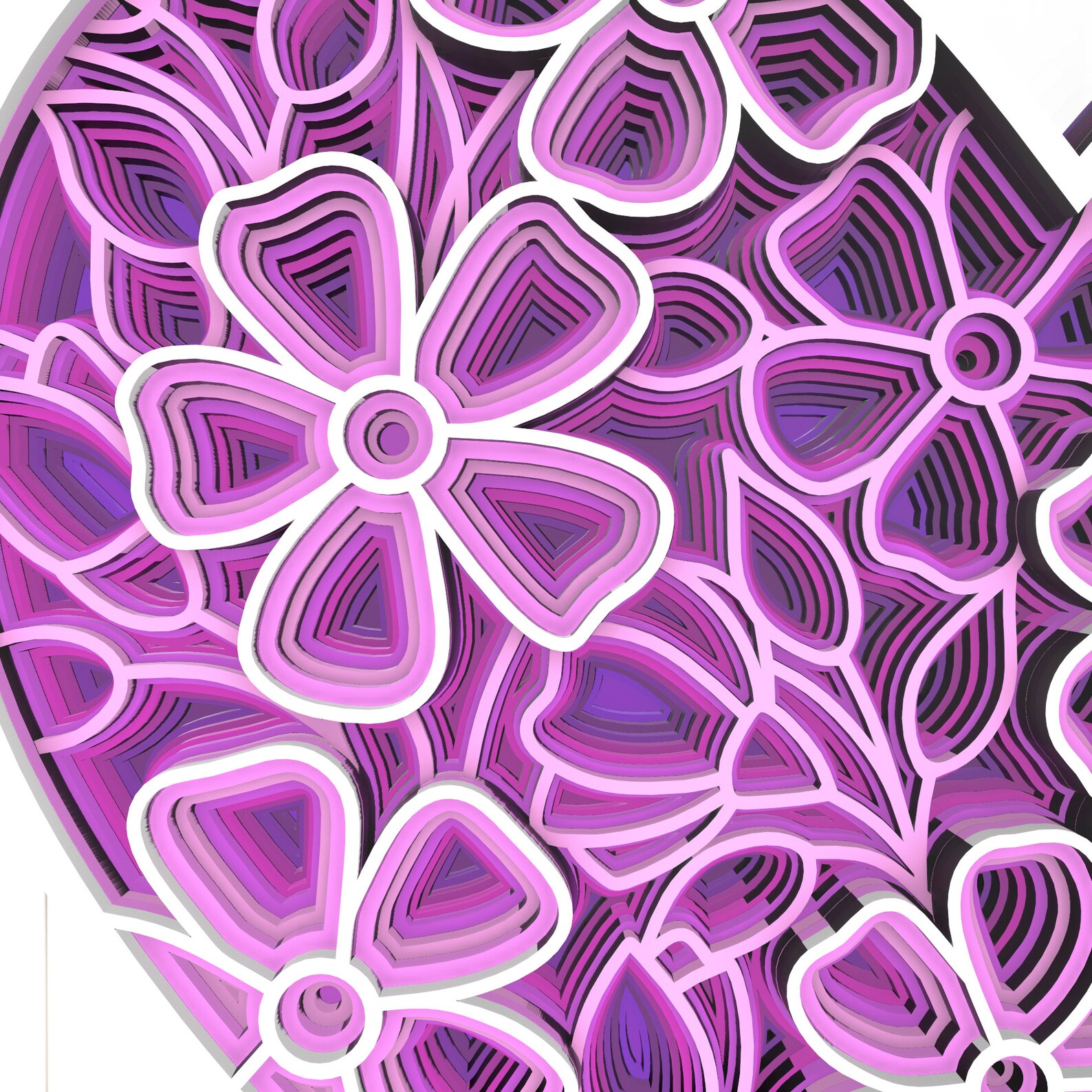 Download Flowers heart 3D Mandala svg files Multilayer Panel for Laser | Etsy