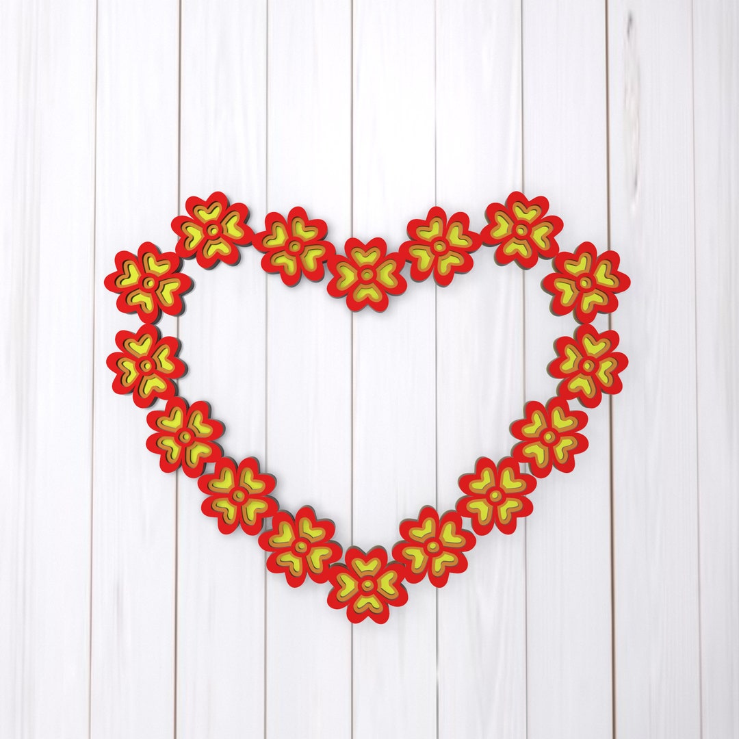 Flower Heart 3D Mandala Svg Files, Multilayer Panel for Laser Cutting ...