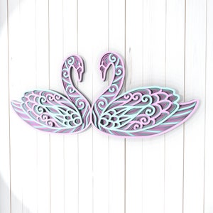 Swan love 3D Mandala SVG Dateien, Multilayer Panel zum Laserschneiden, SVG Dateien, Laser Cut. Layered Mandala Cricut. Design 043