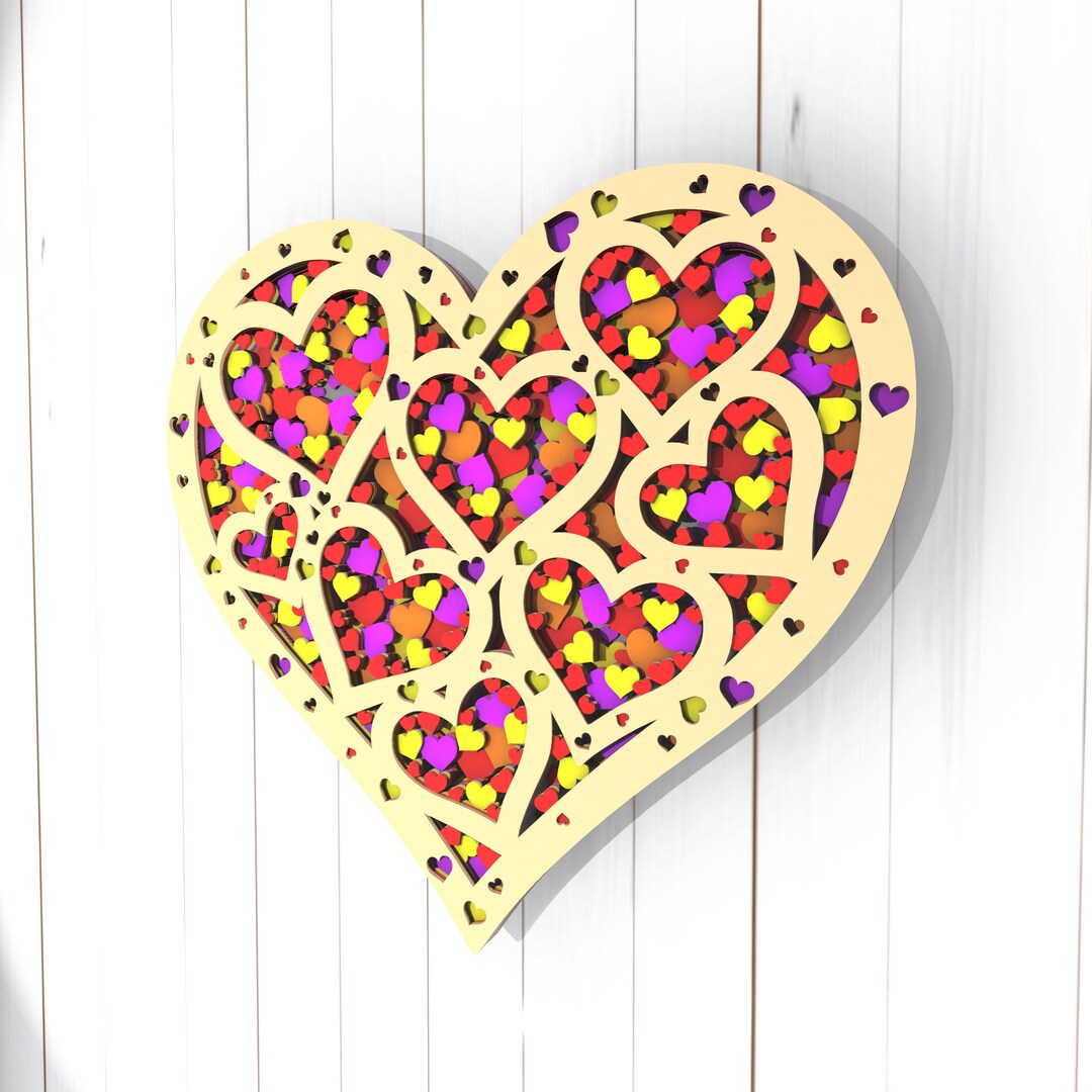 Flowers Heart 3D Mandala Svg Files, Multilayer Panel for Laser Cutting ...
