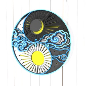 Yin Yang 3D Mandala svg bestanden, Meerlaags Paneel voor Lasersnijden, SVG bestanden, Laser Cut. Gelaagde Mandala Cricut. Ontwerp 044