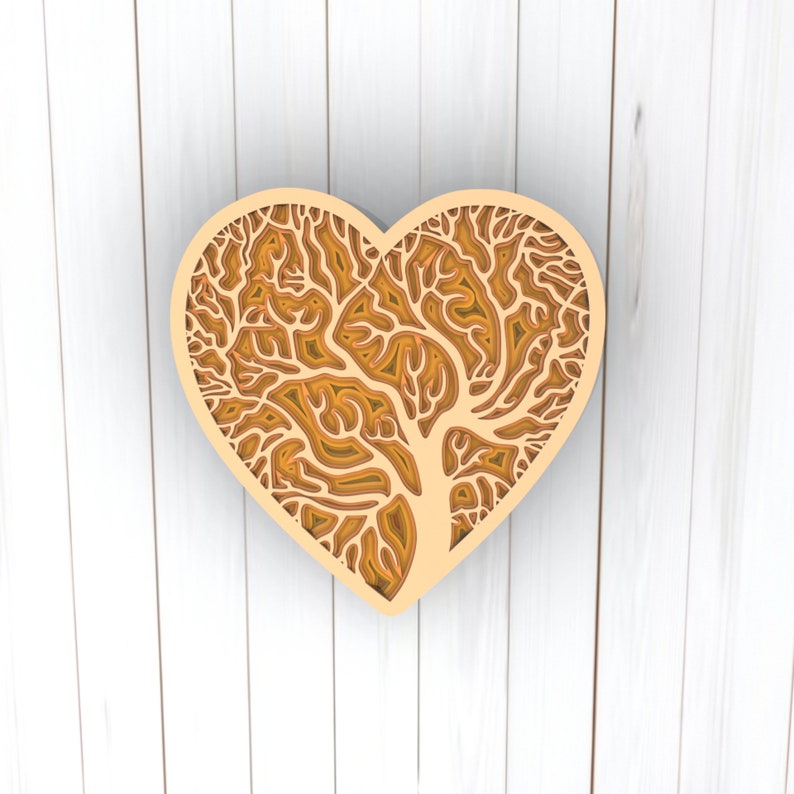 Wood Heart 3D Mandala Svg Files Multilayer Panel for Laser - Etsy