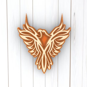 File Phenix 3D Mandala svg, pannello multistrato per taglio laser, file SVG, taglio laser. Cricut Mandala stratificato. Design 019