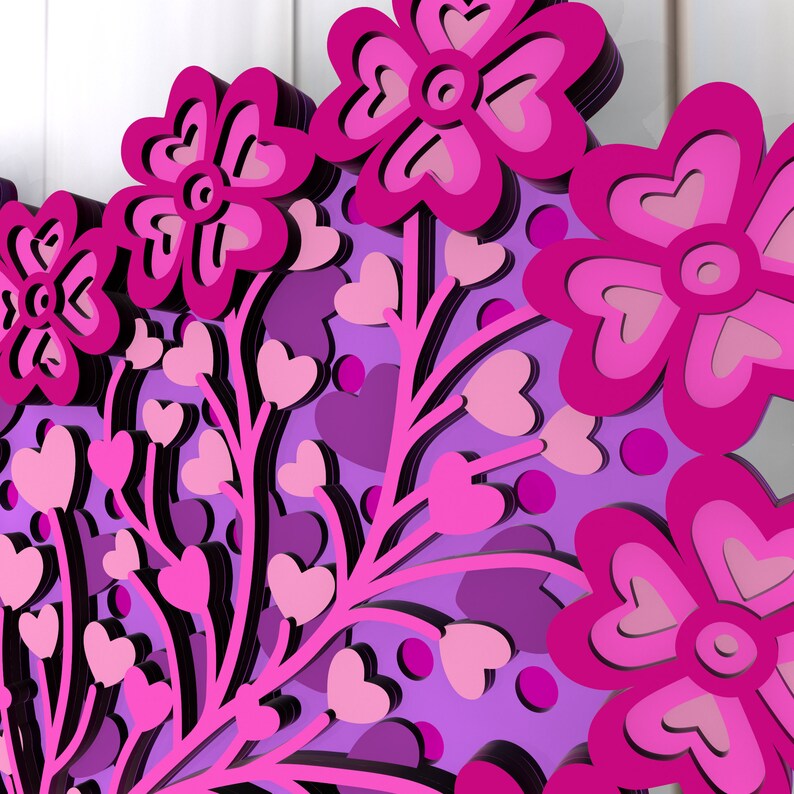 Flower Heart 3D Mandala Svg Files Multilayer Panel for Laser | Etsy