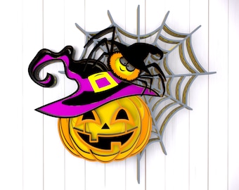 Halloween pumkin and spider 3D Mandala svg files, Multilayer Panel for Laser Cutting, svg, Laser Cut. Layered Mandala Cricut. Design 078