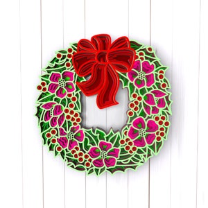 Christmas wreath 3D Mandala svg files, Multilayer Panel for Laser Cutting, SVG files, Laser Cut. Layered Mandala Cricut. Design 089