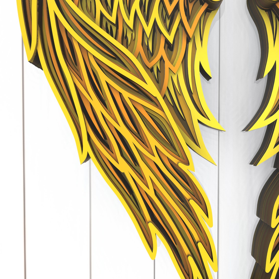 Download Angel wings 3D Mandala svg files Multilayer Panel for ...