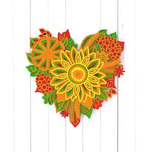 Heart 3d mandala svg, thanksgiving, multilayer SVG,heart cut file,3D layer,Plywood cutting, Paper cutting,3D mandala plywood Design 093