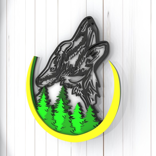 Wolf 3D Mandala svg files, Multilayer Panel for Laser Cutting, SVG files, Laser Cut. Layered Mandala Cricut. Design 070