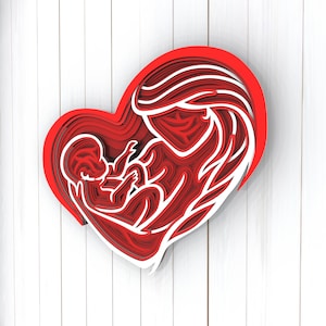 Mothers heart 3D Mandala svg files, Multilayer Panel for Laser Cutting, SVG files, Laser Cut. Layered Mandala Cricut. Design 067