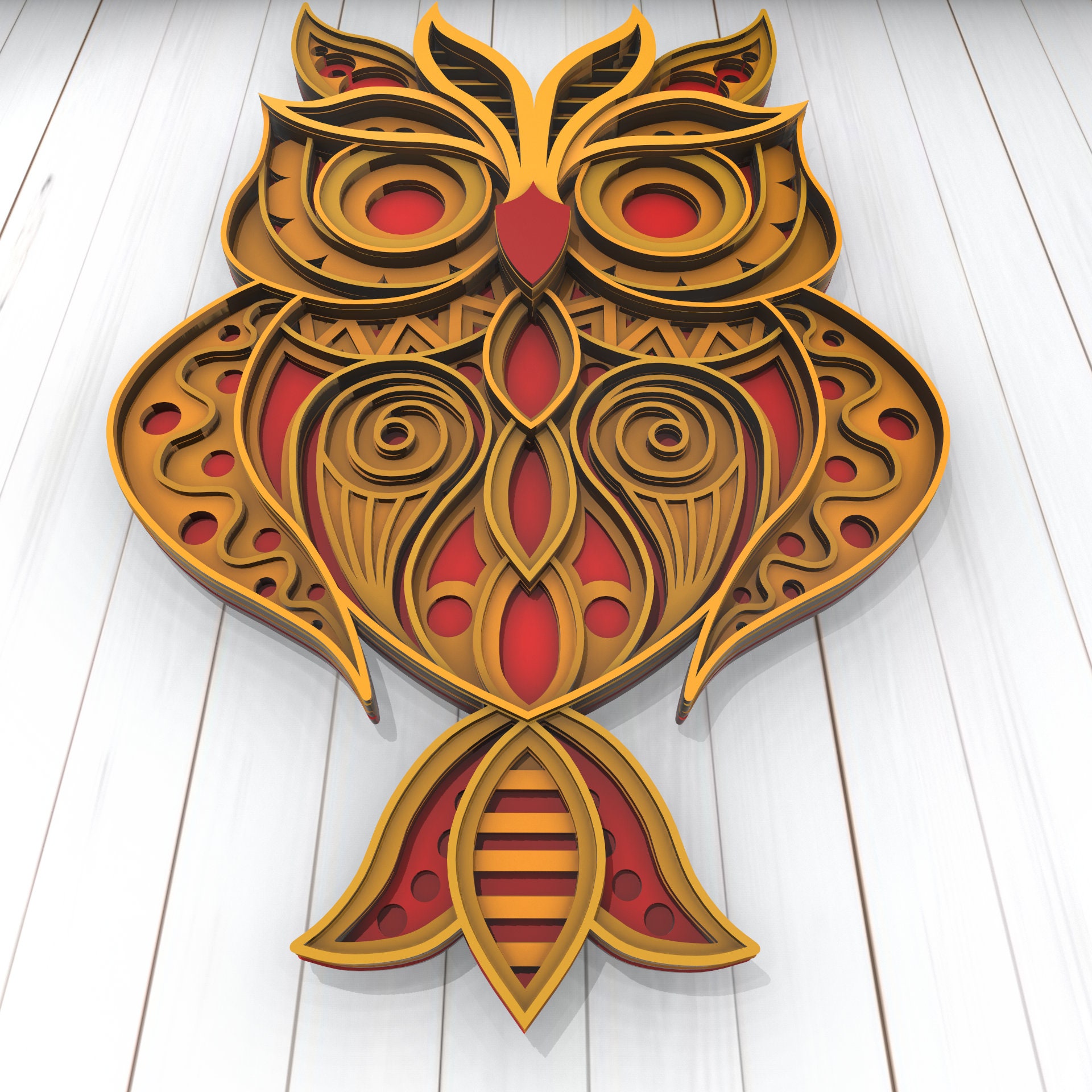 Download Owl 3D Mandala svg files Multilayer Panel for Laser Cutting | Etsy