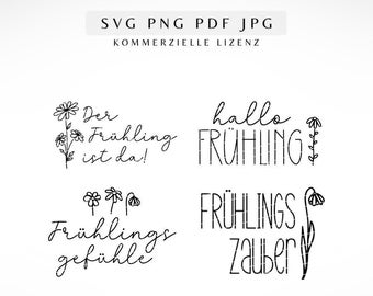 Frühling Plotterdatei mit Wildblumen im SVG PNG PDF und Jpg Format für Silhouette und Cricut