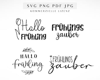 Hallo Frühling Plotterdatei im SVG PNG PDF und Jpg Format für Silhouette und Cricut