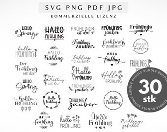 Hallo Frühling Plotterdatei Bundle im SVG PNG PDF und Jpg Format für Silhouette und Cricut