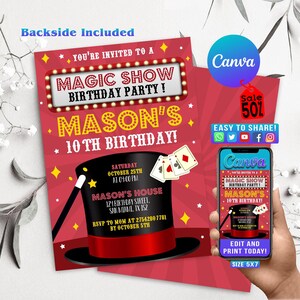 Convite de festa mágica, convite de aniversário mágico, convite de mágico, convite de show de mágica, festa de aniversário de show de mágica