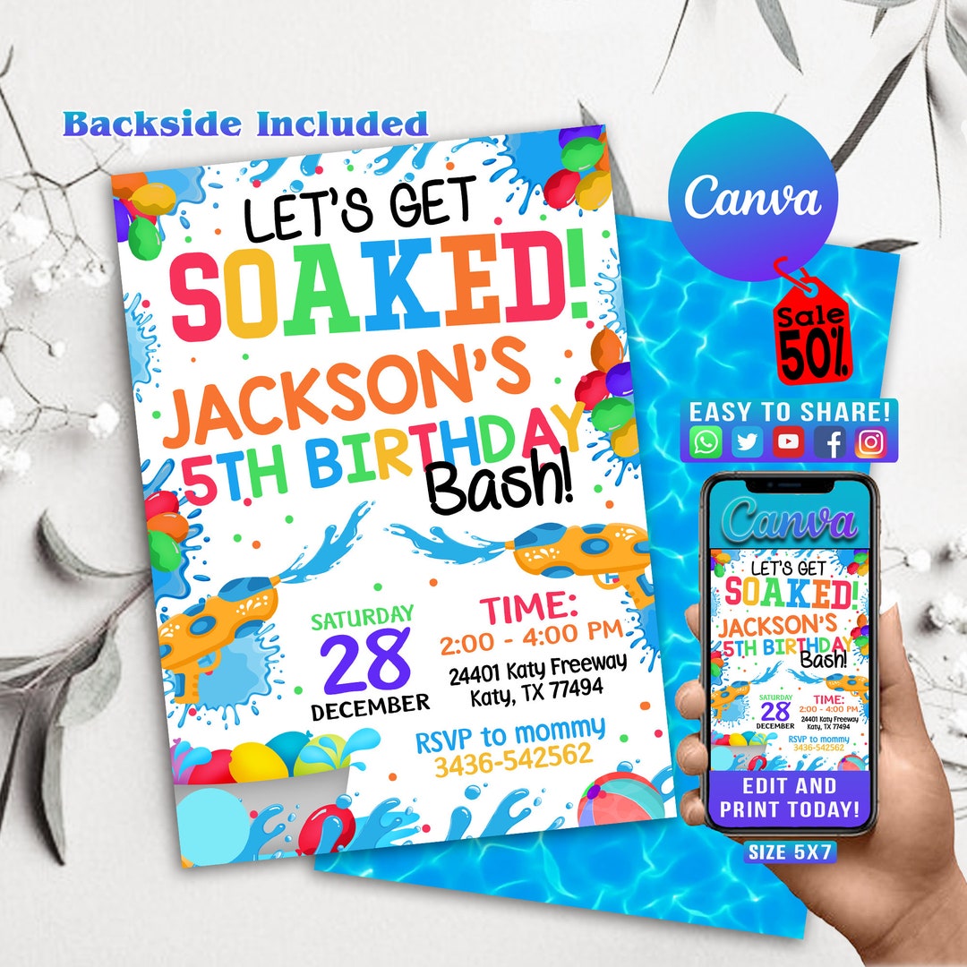 Water Gun Invitation Water Gun Water Gun Party Invitation Birthday