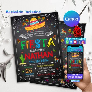 Invitation Fiesta, invitation MODIFIABLE, Invitation d'anniversaire Fiesta, invitation mexicaine, Cinco de Mayo, téléchargement immédiat, GT12