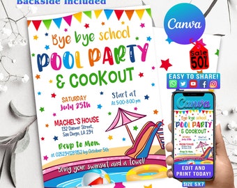 Editable End of School Party Schools Out Party Invitation, Download ...