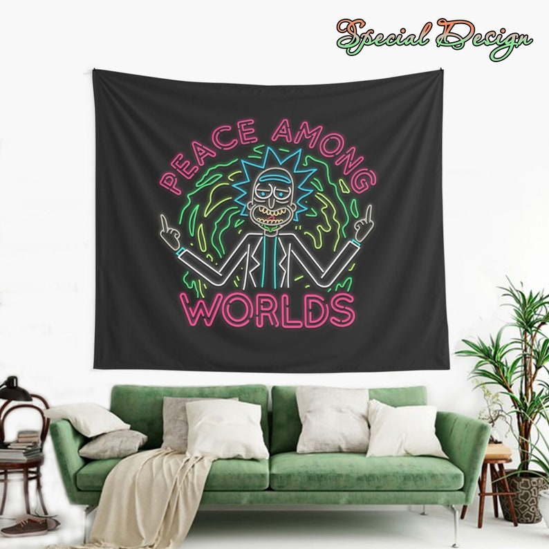 Peace Among Worlds Neon Rick Tapestry | Etsy Peace Among Worlds Neon Rick Tapestry | Etsy