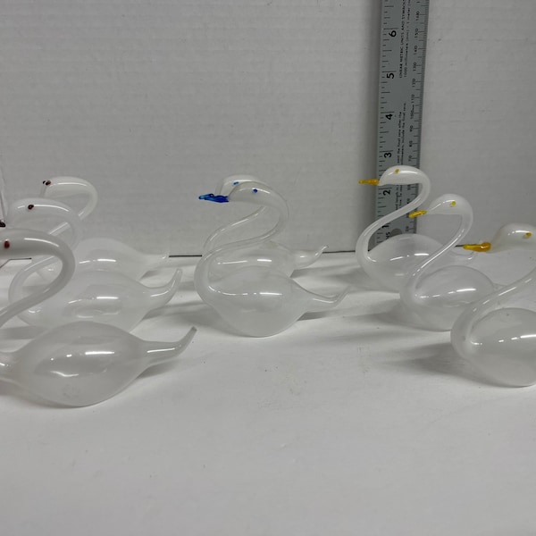Blown Glass Swans Etsy