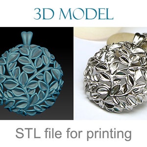 3d print jewellery stl file - Round pendant with leaves - 3d model