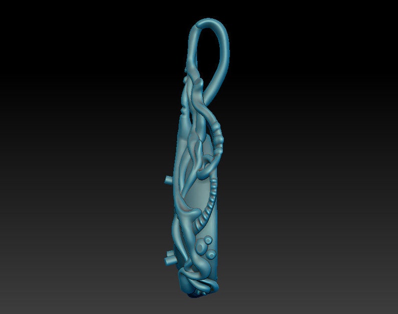 May include: A silver pendant with a detailed, organic design resembling a twisted vine or branch. The pendant has a smooth, polished finish and a loop at the top for attaching a chain.