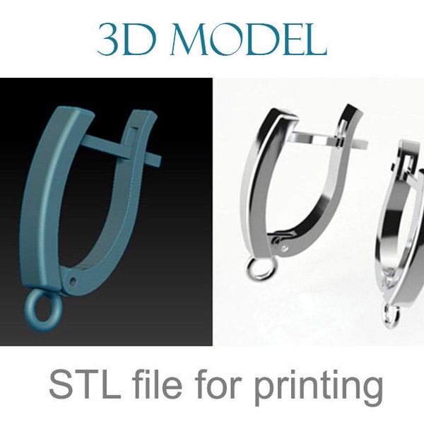 STL Clip-ons 3D model - Hoop earring fittings with latch back closure - Jewelry file for 3D printing