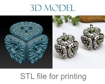 Kolczyki model cyfrowy do druku - projektowanie biżuterii 3d. Kolczyki z geometrycznym wzorem, małe kamienie. Model do druku 3d, pliki stl