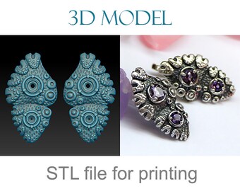 Kolczyki z wyrazistym wzorem, biżuteria, model 3D STL, projekt ozdobnych kolczyków do druku 3D
