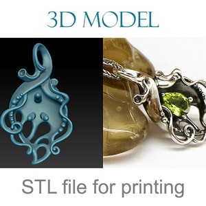 Leaf pendant digital download. 3d model with a pear cut stone. Jewelry 3d model for print. Pendant necklace 3d model