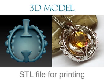 Printable 3d model pendant necklace stl obj files. Digital download jewelry model