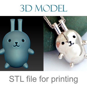 Jewelry 3d model pendant necklace hare or rabbit. OBJ and STL file for making jewelry. Download and print 3d model