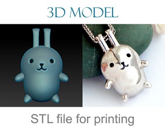 Jewelry 3d model pendant necklace hare or rabbit. OBJ and STL file for making jewelry. Download and print 3d model