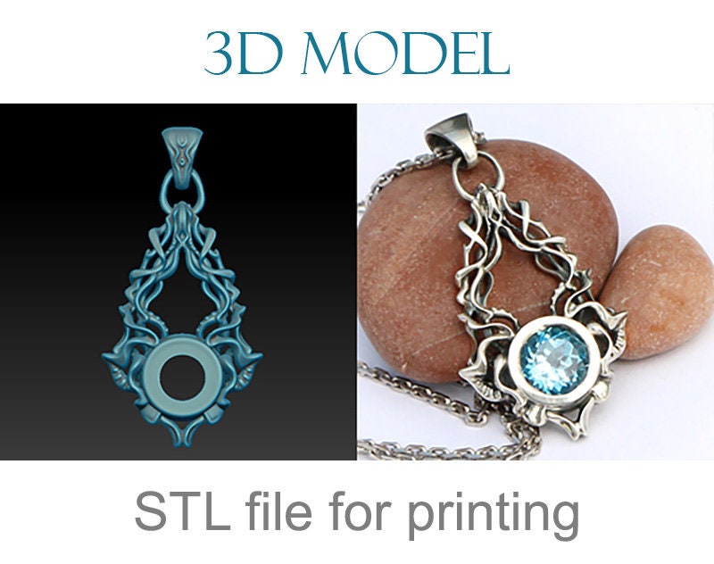 Flower pendant jewelry gold necklace medallion 3D print model