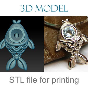 Miniature fish pendant necklace 3D model Jewelry model to download