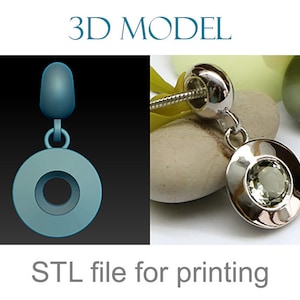 Round minimalistic pendant model with a stone Download 3D jewelry model