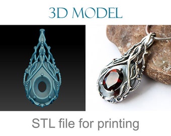Pendant 3D model, jewelry stl download, sculpted jewelry 3d model, printable pendant necklace