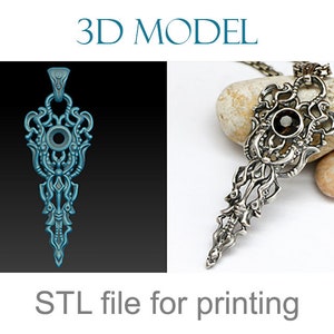 Gotische hanger 3D-model STL, fantasieketting voor 3D-printen