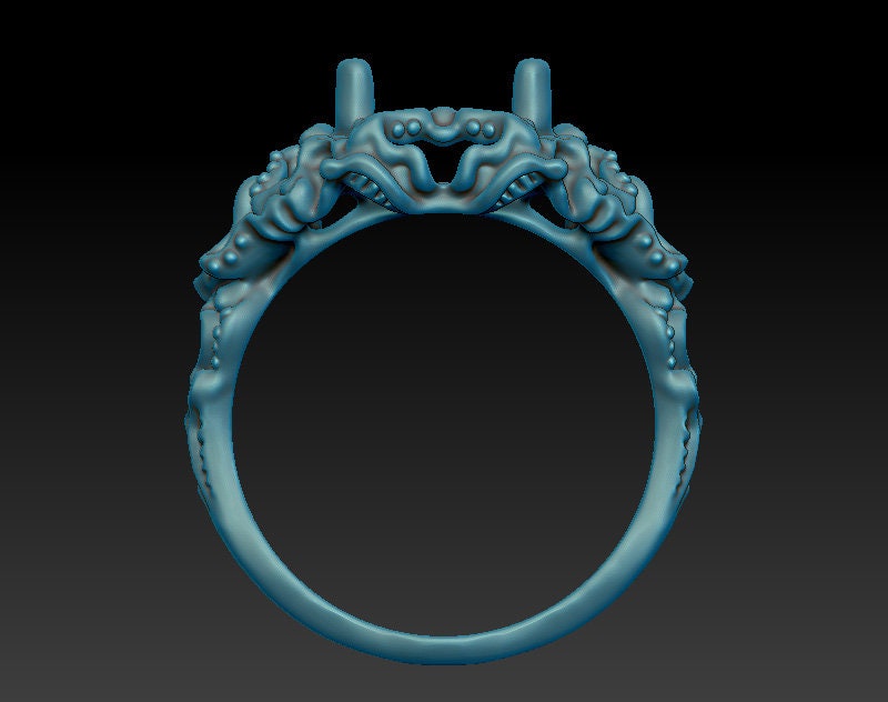 Fantasy Gemstone Ring 3D Model STL, Ornate Gothic Statement Ring for 3D ...