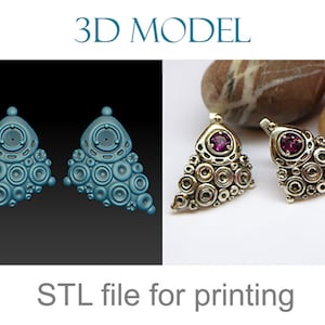 Shiny earrings model. Stl and obj files ready to print. 3d jewelry design