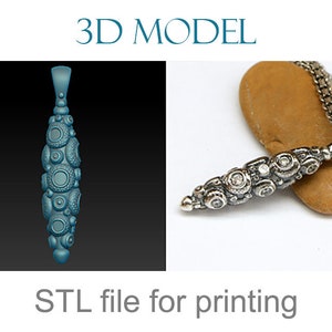 Long pendant 3D model for printing Jewelry 3d design Model stl obj file pendant necklace