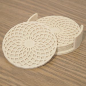 Decorative Wooden Coasters, Flower of Life design, Set of 4
